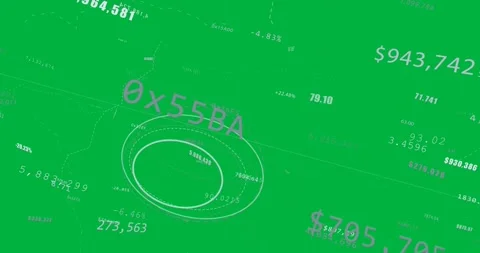 Camera tilt starting data HUD rotating ellipses pulsing hex ID shifting for Stock Footage 329532212