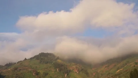 Camera tilted up, Beautiful view of farmland and rolling hillsides Video stock 281657792