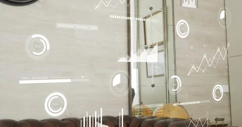 Camera tilting back and up revealing table with backgammon, holographic timers Stock Footage 318260361