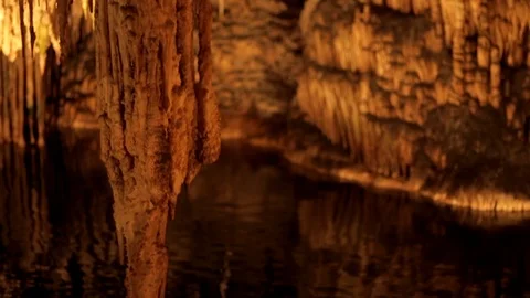 Camera tilting down in a Limestone cave Stock Footage 103364859