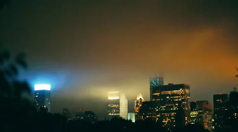 Camera tilting night time New York City from the Central Park area Stock Footage 64012680