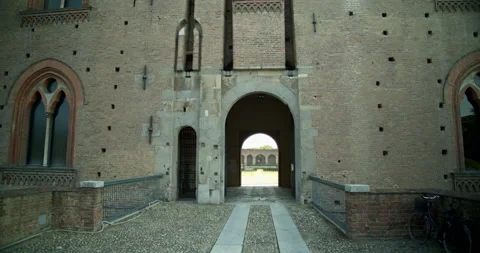 Camera Tilts Up from Center Position to Reveal Castle Height Stock Footage 202674927