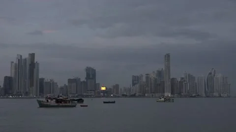 In camera time lapse. La Cinta Costera, Panama City, Panama Stock Footage 47899854