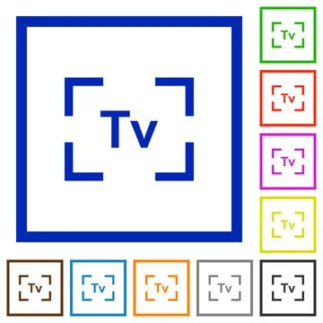 Camera time value mode flat framed icons Stock Illustration