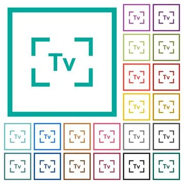 Camera time value mode flat color icons with quadrant frames Stock Illustration