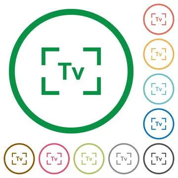Camera time value mode flat icons with outlines Stock Illustration