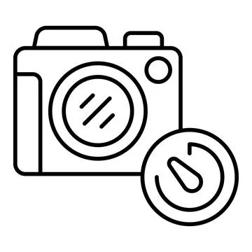 Camera Timer Line Icon 库存插图