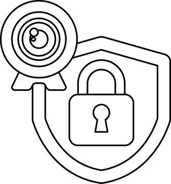 A camera is on top of a shield with a keyhole 스톡 일러스트