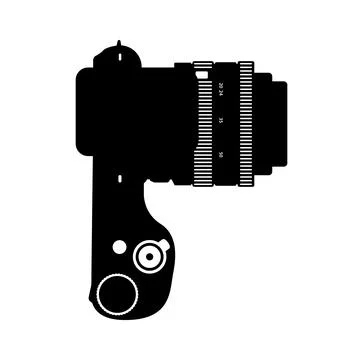 Camera Top View Silhouette. Black and White Icon Design Element on Isolated.. Stock Illustration
