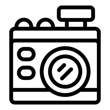 Camera tourist icon outline vector. Country adult Stock Illustration