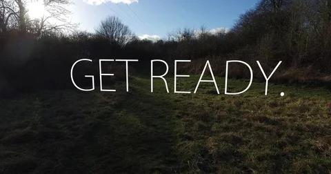 Camera tracking past young man with "Get Ready" floating - 3 Stock-Footage 73484037