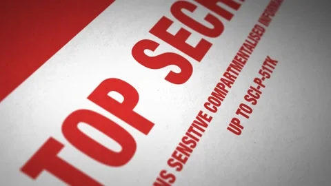 Camera tracks across the coversheet 'Top Secret' document Видео 237431321