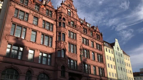 Camera tracks ornate building in Berlin Stock Footage 140095676