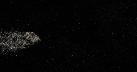 Camera tracks a passing asteroid, pans to a empty space. Stock-Footage 93306990