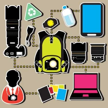 Camera travel set Illustrazione stock