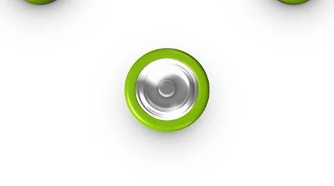 Camera traveling forward between rows of Green Batteries arranged in a grid patt Stock Footage 35572837