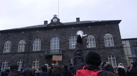 Camera travels through a crowd of protesters Stock Footage 61919055