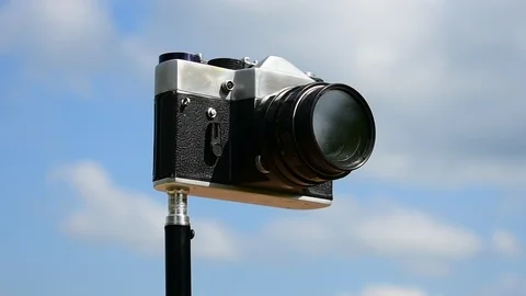 Camera on a tripod against the sky Stock Footage 110844795