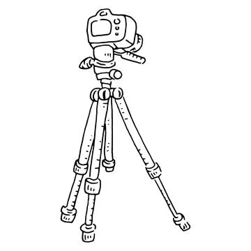 Camera on tripod with back side screen view. Vector illustration. Illustrazione stock