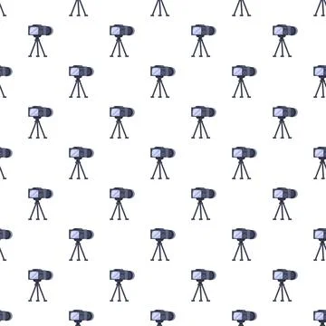 Camera on tripod equipment broadcasting seamless pattern 스톡 일러스트