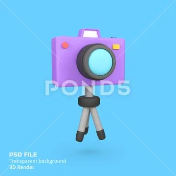 Camera tripod isolated 3d render icon illustration PSD Template