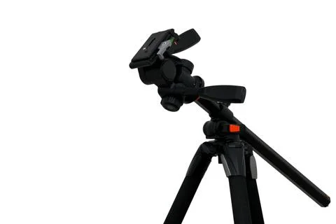 Camera tripod isolated on white background 스톡 사진