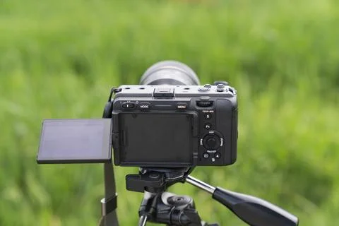 Camera on tripod Stock Photos