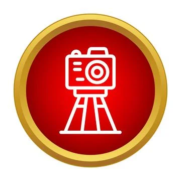 Camera on tripod recording video icon concept Stock Illustration