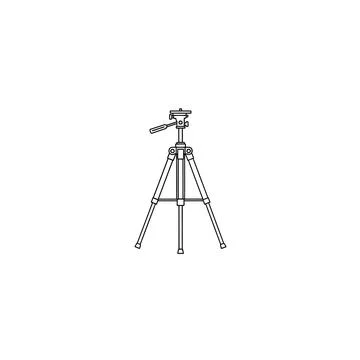 Camera tripod stand icon outline for photography Stock Illustration