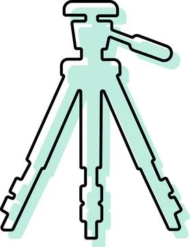 Camera tripod support stand line art icon Stock Illustration