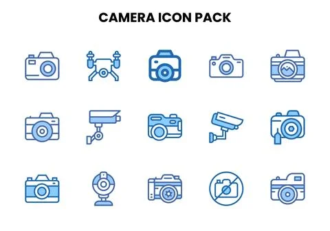 Camera Two Colour Bundle Icons Pack Stock Illustration