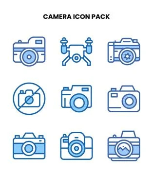 Camera Two Colour Bundle Icons Pack Stock Illustration
