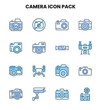 Camera Two Colour Bundle Icons Pack Stock Illustration
