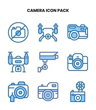 Camera Two Colour Graphics Icons Pack Stock Illustration