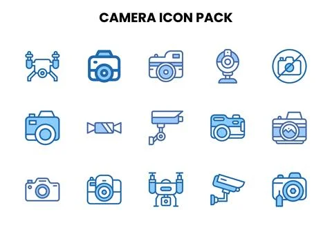 Camera Two Colour Icons Pack Stock Illustration