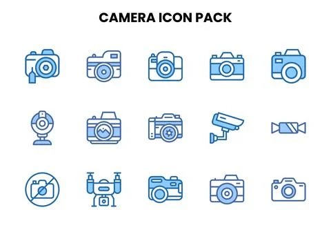 Camera Two Colour Icons Pack Stock Illustration
