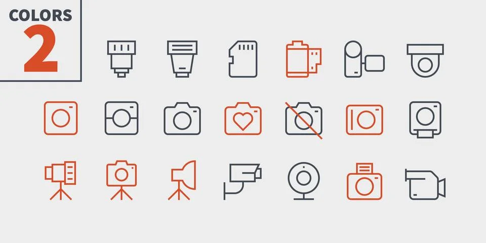 Camera UI Pixel Perfect Well-crafted Vector Thin Line Icons 48x48 Ready for Stock Illustration