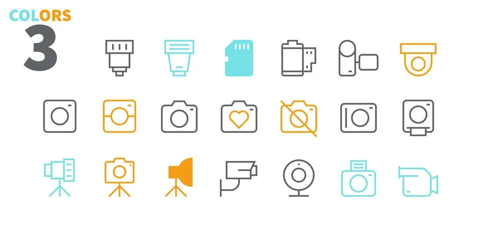 Camera UI Pixel Perfect Well-crafted Vector Thin Line Icons 48x48 Ready for Stock Illustration