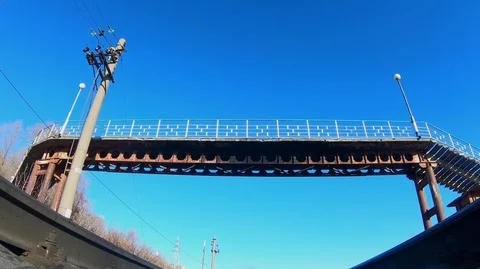 Camera under the train 1 Stock Footage 98307831