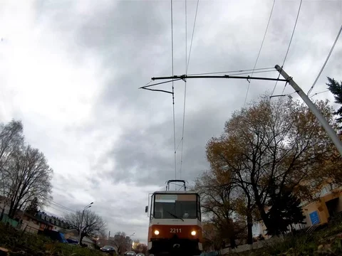 Camera under the tram Stock Footage 98146494