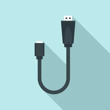 Camera usb cable icon, flat style 库存插图