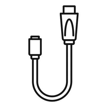 Camera usb cable icon, outline style Stock Illustration