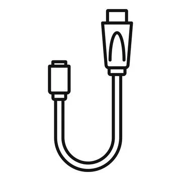 Camera usb cable icon, outline style 库存插图