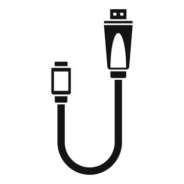 Camera usb cable icon, simple style 库存插图