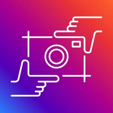 Camera Vector Icon. Photography logo and hands line for use photostudio 스톡 일러스트