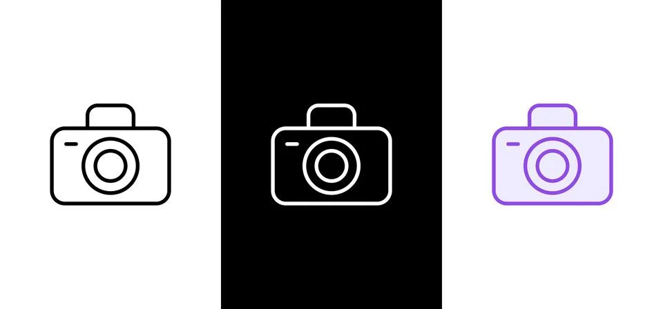 Camera vector icon set. Photo camera in flat style. Illustrazione stock