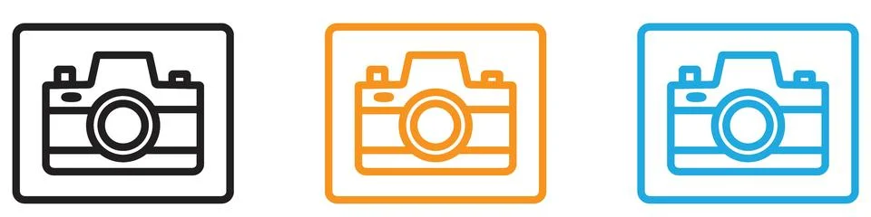 Camera vector logo set collection for web app ui Stock Illustration