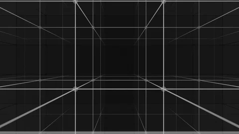 Camera vertical movement into a 3d grid infinite space loop Stock Footage 91495410