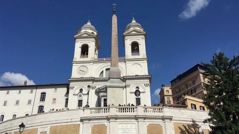 Camera vertical movement on the Spanish Steps Stock Footage 119156288