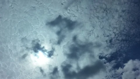 Camera video of cloudy sky with sun shining through thick clouds Stock Footage 325720460